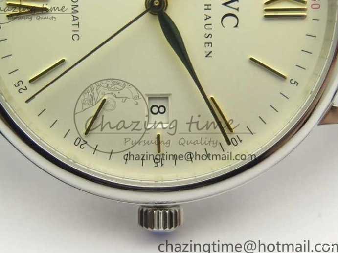 MIROTIME 0523 Affordable Portofino IW356501 SS V3 MK 1:1 Best Edition White Dial Gold Markers On Black Leather Strap MIYOTA 7196